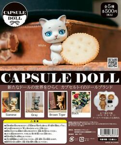 CAPSULE DOLL 全5種セット　新品即決　猫　フィギュア　ホワイト　ブラック　シャム　グレー　茶トラ　ガチャガチャ　カプセルドール