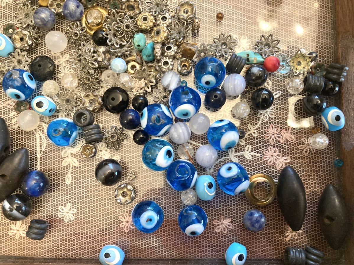 Perle de verre Nazarbonjuu turque, globe oculaire, perle en bois Antique française, oeil céleste, pièces de perles en pierre naturelle, amulette Vintage, perlage, perles, verre