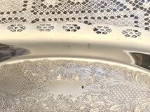 英国　アンティーク　オーバル　お皿　長皿　プレート　シルバープレート　純銀P ビンテージ　ヴィンテージ 蚤の市　ブロカント　菓子皿_画像5