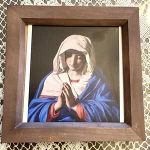 フランス　アンティーク　聖母マリア　キリスト教　木製額　額装品　ビンテージ　ヴィンテージ 蚤の市　ブロカント　フレンチカントリー