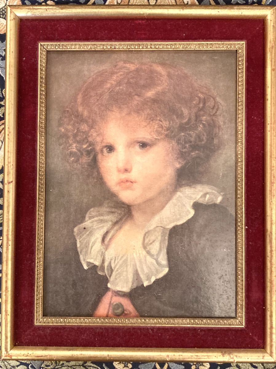 Retrato de figura de terciopelo cubierto de oro de artículo enmarcado reproducción de pintura al óleo de niño antiguo francés, Cuadro, Pintura al óleo, Retratos