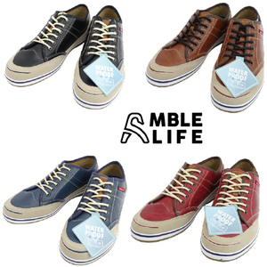 ▲AMBLE LIFE アンブルライフ メンズ 防水 ローカット カジュアルシューズ AL200 ブラック Black 黒 25.5cm (0910010704-bk-s255)