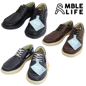 ▲AMBLE LIFE アンブルライフ メンズ 防水 ローカット カジュアルシューズ AL201 ブラック Black 黒 26.5cm (0910010705-bk-s265)