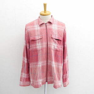 ★ シュプリーム シャツジャケット Plaid Flannel Zip Up Shirt チェック ピンク サイズL (0220473591)