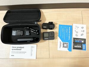 【used品】GoPro9 ケース付き ブラック 本体 カメラ 自撮り棒 アクセサリー付き ウェアラブル アクションカメラ 現状品