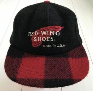 90s レッドウィング 耳当て付きキャップ　REDWING ウールバファローチェック耳当て付きキャップ　L VINTAGE CAP アメリカ製　USA製 希少