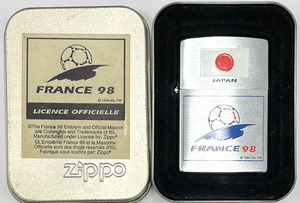 #501B【着火未確認】zippo　ジッポ　1998年　フランス　FIFA　ワールドカップ　ケース付　喫煙具
