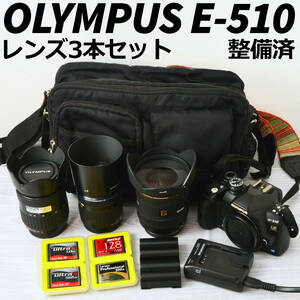 OLYMPUS E-510 + 10～20mmズーム + 14～45mmズーム + 40～150mmズーム デジタルカメラ 整備済