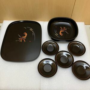 MK5051 長期保管未使用品　やまもと寛斎　盆付茶菓セット　漆器　KANSAI　ZEN　山中漆器　お盆　山本寛斎 kansai yamamoto