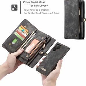 Galaxy note10+ レザーケース　SC-01M SCV45 ギャラクシーノート10 プラス　ケース　手帳型 お財布付き カード収納 カバー　black