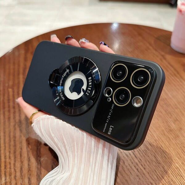 選べる6色展開 iPhone 15 pro ケース アイフォン15 プロ ケース iPhone15 pro カバー レンズ保護 スタンド付き MagSafe充電 B