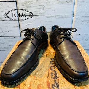 836)TODS トッズ Uチップ ブラウン 26.5cm 7.5サイズ ビジネスシューズ レザーシューズ 革靴
