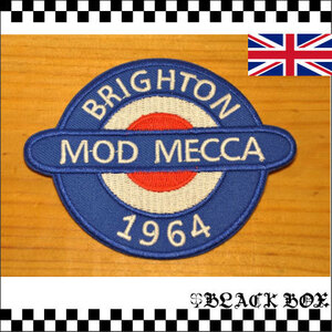 英国 インポート アイロン ワッペン MODS モッズ ターゲットマーク ラウンデル BRIGHTON ブライトン MOD MECCA 1964 イギリス UK GB 181-2