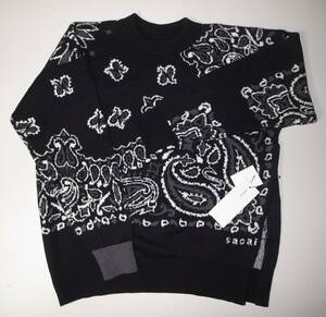 sacai bandana knit バンダナ ペイズリー ニット size2 black 22SS