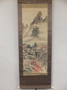 【真作保証】 庄野宗之助 (伊甫) 直筆 珍品 耶馬溪風景 県立美術館収蔵作家 (浅井忠 宇治山哲平 夏目漱石) 福岡県 掛軸作品何点でも同梱可