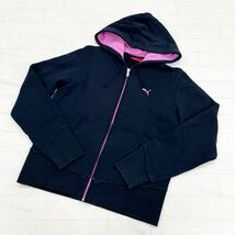 1247◎ PUMA プーマ トップス スウェット トレーナー パーカー ジャケット 裏起毛 長袖 フルジップ ブラック レディースL_画像1