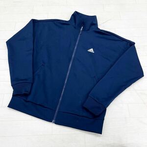 1251* adidas Adidas sport wear jersey jacket full Zip long sleeve one Point Logo embroidery navy lady's M