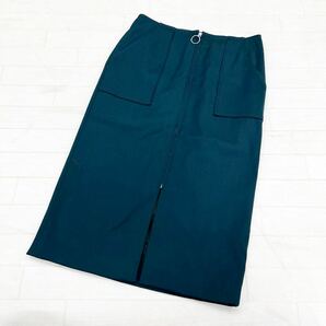 1249◎ UNITED ARROWS GREEN LABEL RELAXING ユナイテッドアローズ タイト ロング スカート ディープティール グリーン レディース38の画像1