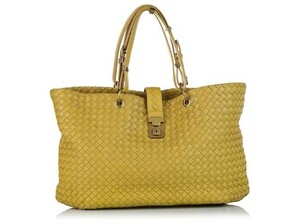 「希少カラー イエロー」Bottega Veneta Yellow Intrecciato Tote Bag レザー トートバッグ ショルダーバッグ ボッテガヴェネタ 本革 A4