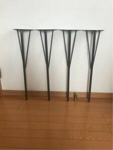 【新製品】テーブルのアイアン脚4本1組高さ約68センチ 机 直角 丸鋼支え棒 φ9。