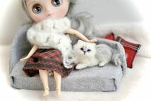 ＊maru＊羊毛フェルト　小さなチンチラシルバー　ペルシャ猫　ハンドメイド　ブライス　人形　ドールハウス_画像6