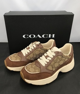 【未使用品】COACH (コーチ) C152 SIG TECH RUNNER G5057 KHAKI/SADDLE スニーカー サイズ：23.0cm (管理番号：059103) a80