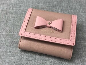 【中古品】katespade ケートスペード　2つ折り財布　ピンク　（管理番号049104）