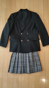 POSHBOY girl 150 formal . clothes presentation dark blue jacket × gray pink check skirt double Benz top and bottom blaser skirt 