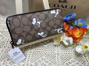 コーチ COACH 長財布 財布 シグネチャー×スヌーピーコラボ ラウンドファスナー クリスマス プレゼント メンズ 財布 レディース 新品 C214