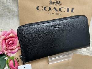 コーチ COACH 長財布 財布 アコーディオン ウンドファスナー ウォレット レザー 黒 メンズ 財布 クリスマス プレゼント 新品 F58928 B169