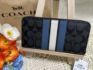 コーチ COACH 長財布 財布 シグネチャー ラウンド ジップウォレット 財布 メンズ ファッション プレゼント ギフト 新品 F26070 A120