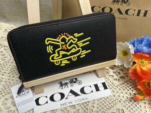 コーチ COACH 長財布 財布 アコーディオンラウンドジップ キース ヘリング レザー プレゼント 贈り物 ギフト 財布 メンズ 新品 C193 