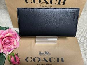 コーチ COACH 二つ折り長財布 ロングウォレット 黒 シンプル メンズ 財布 ファッション クリスマス プレゼント ギフト 新品 F74978 C136