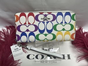 コーチ COACH 財布 長財布 シグネチャー ラウンドファスナー レインボー 長財布 C4537 プレゼント レディース 新品 未使用 b210