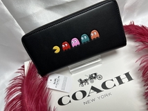 コーチ COACH 長財布 財布 パックマンコラボ黒 フューシャ レザー コーチ×パックマン コラボ レザー プレゼント 新品 未使用 F55736 A149_画像2