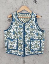 SZ Blockprints エスゼット ブロックプリント HOTEL BOY VEST ボタニカル柄 キルティング ホテルボーイ ベスト リバーシブル_画像1