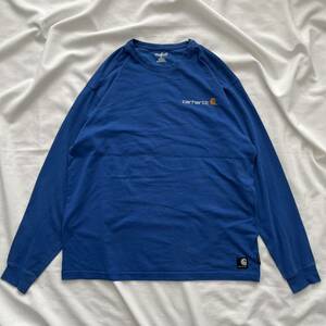 カーハート carhartt 長袖Tシャツ ロングスリーブ Lサイズ 青 ブルー 送料込み 古着 ロゴ