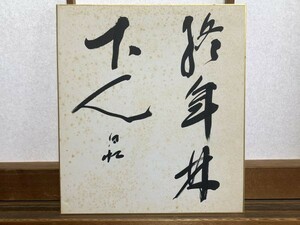 【色紙画/色紙書】　肉筆　　作者未詳　『終年林下人』　詩/短歌/俳句/情景画　パケット発送　K1217A4