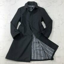 シックな英国感★バーバリーブラックレーベル【BURBERRY BLACK LABEL】ステンカラーコート メンズ M ブラック 黒 ビジネス 通勤 秋冬 P64_画像1