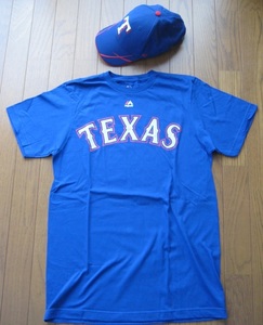 Majestic製 テキサスレンジャーズ Tシャツ (ダルビッシュ有選手) 野球帽 キャップ