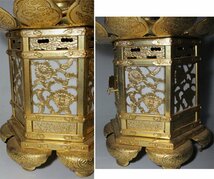 時代市場■金メッキ金灯籠5寸（15cm）1対■仏具・仏像・仏教美術_画像7