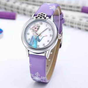 キッズ腕時計 アナと雪の女王 紫