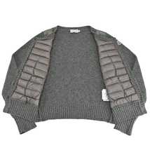 モンクレール MONCLER ニット ダウン 切替 ノーカラー ジャケット MAGLIONE TRICOT ALLA COREANA ウール グレー サイズXS アウター 中古_画像2