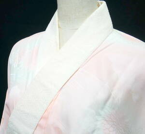 ▲(R511-B100)長襦袢 正絹 絹100％ 袖無双仕立て 半衿付 女性物