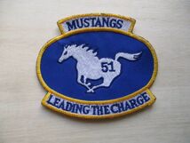 【送料無料】アメリカ空軍51st FIGHTER WINGパッチMUSTANGS刺繍ワッペン/atchエアフォースAIR FORCE米空軍USAF米軍PACAFミリタリー M44_画像1