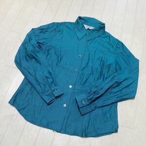 3728☆ SHIRTS PRIMARIO トップス シャツ 長袖シャツ カジュアルシャツ レディース グリーン ヘリンボーン柄 日本製