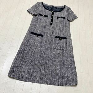 3730* INDIVI @ Indivi tops One-piece короткий рукав One-piece casual платье женский 38 серый 