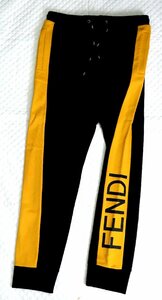 超美品 フェンディ FENDI メンズ ジャージ ロゴ プリント パンツ ブラック スウェット 46 メンズ パンツ