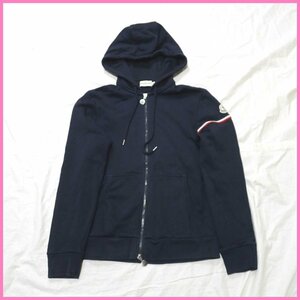 □MONCLER/モンクレール ジップアップパーカー メンズS/ネイビー/ロゴワッペン/コットン100%/ダブルジップ&1929300014