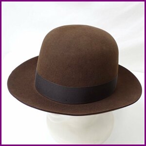 □未使用 James Lock&Co/ジェームスロック CHELSEA FEDORA フェルトハット L/頭周り約59cm/ダークブラウン/帽子&1933600005